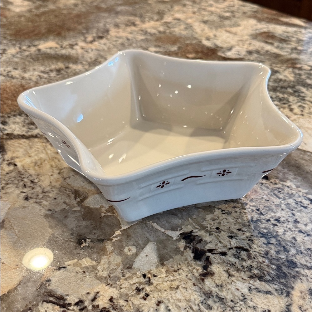 Longaberger Pottery Woven Traditions Star Shaped Dish in Traditional Red - Large